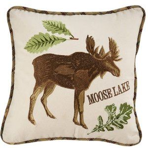 New PARK DESIGNS Embroidery Moose Pillow Cover